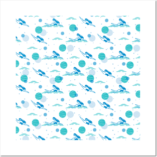 Jump in and Swimming Pattern Art Posters and Art